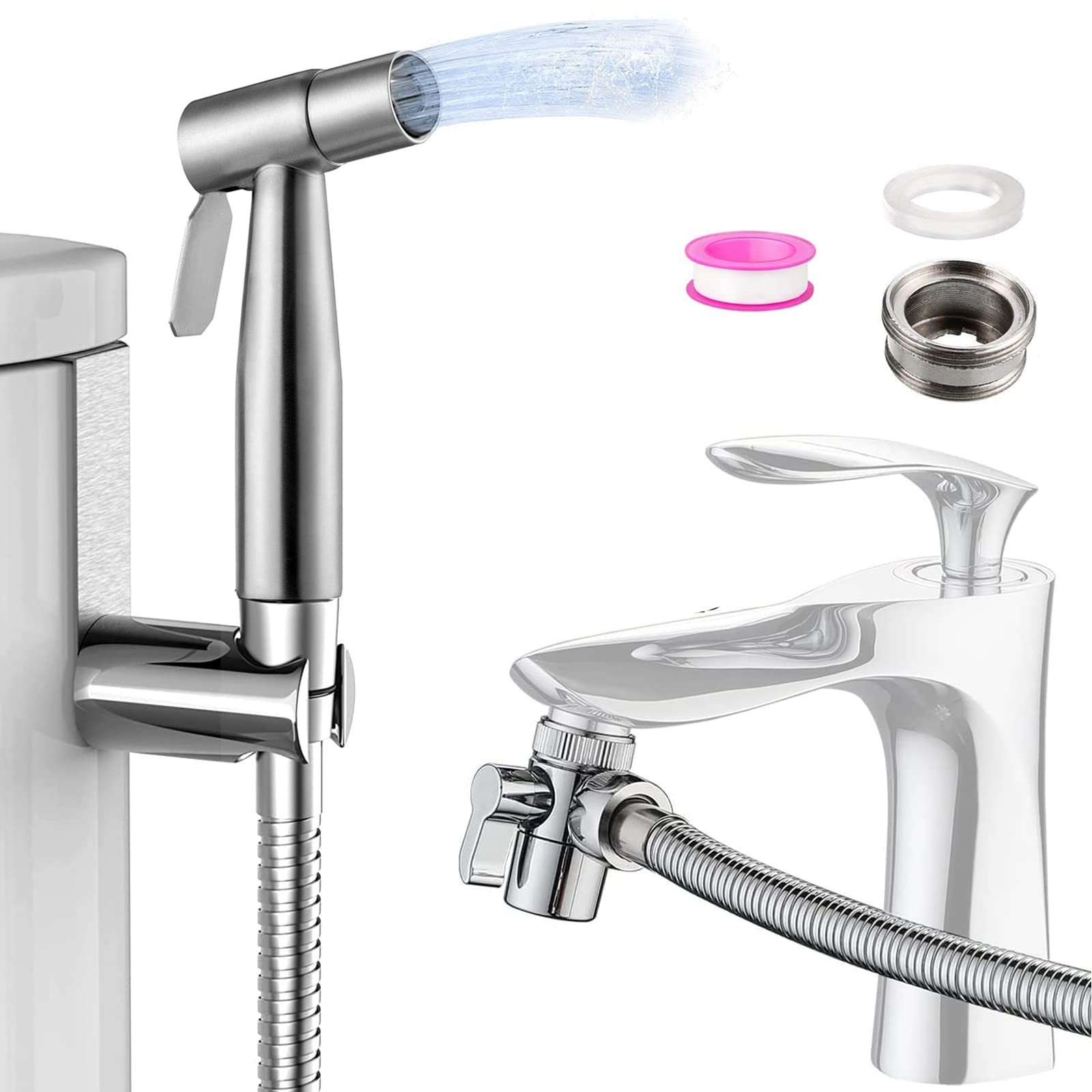 High Pressure Bidet Sprayer - Stainless Steel Non-Leak Toilet Cleaner for Women & Baby Diaper Washing | Perfect for Bathroom Hygiene & Infant Care