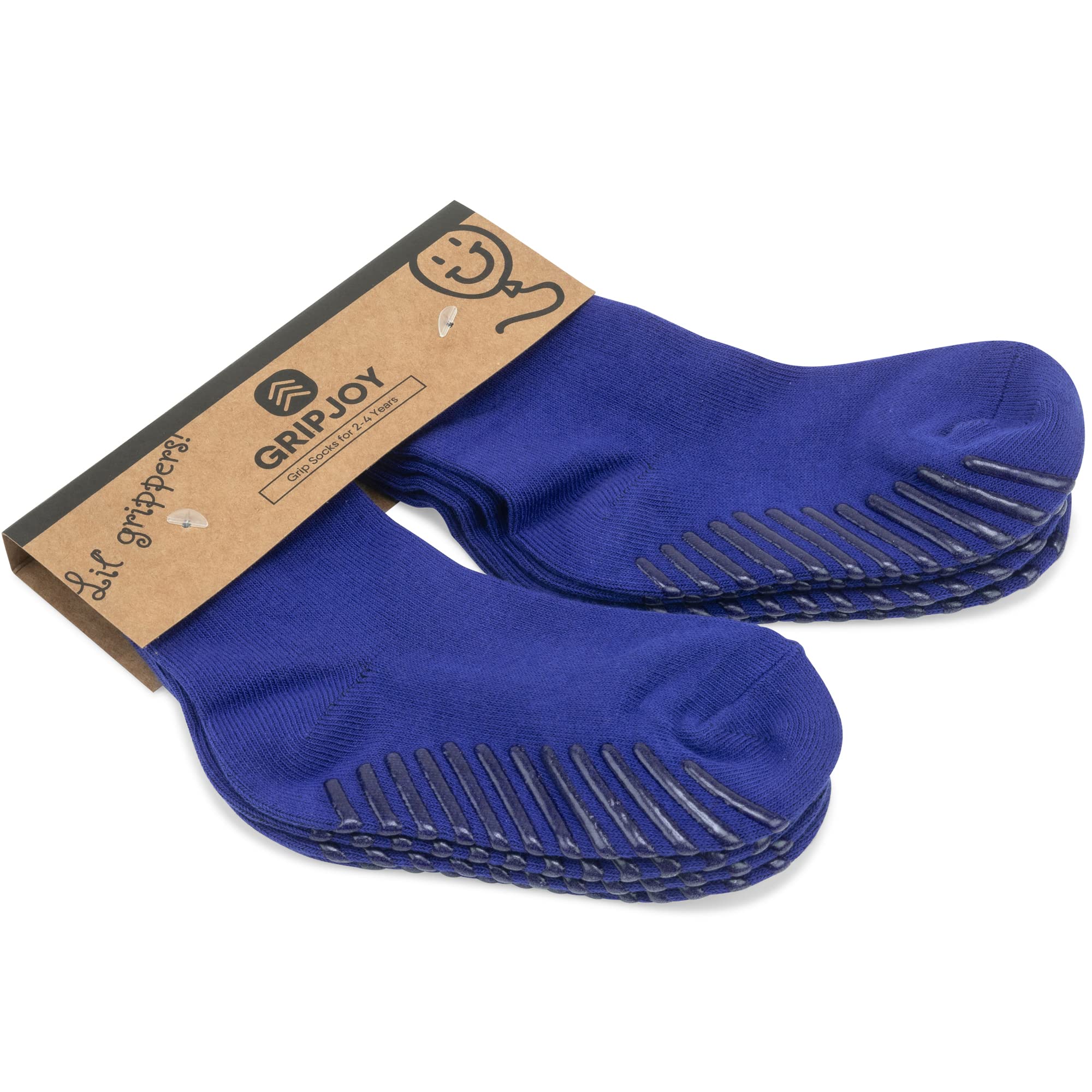 Gripjoy Non-Slip Toddler Socks with Grippers - 4 Pairs of Anti-Slip Baby Socks for Boys & Girls - Perfect for Playtime, Daycare, and Hardwood Floors