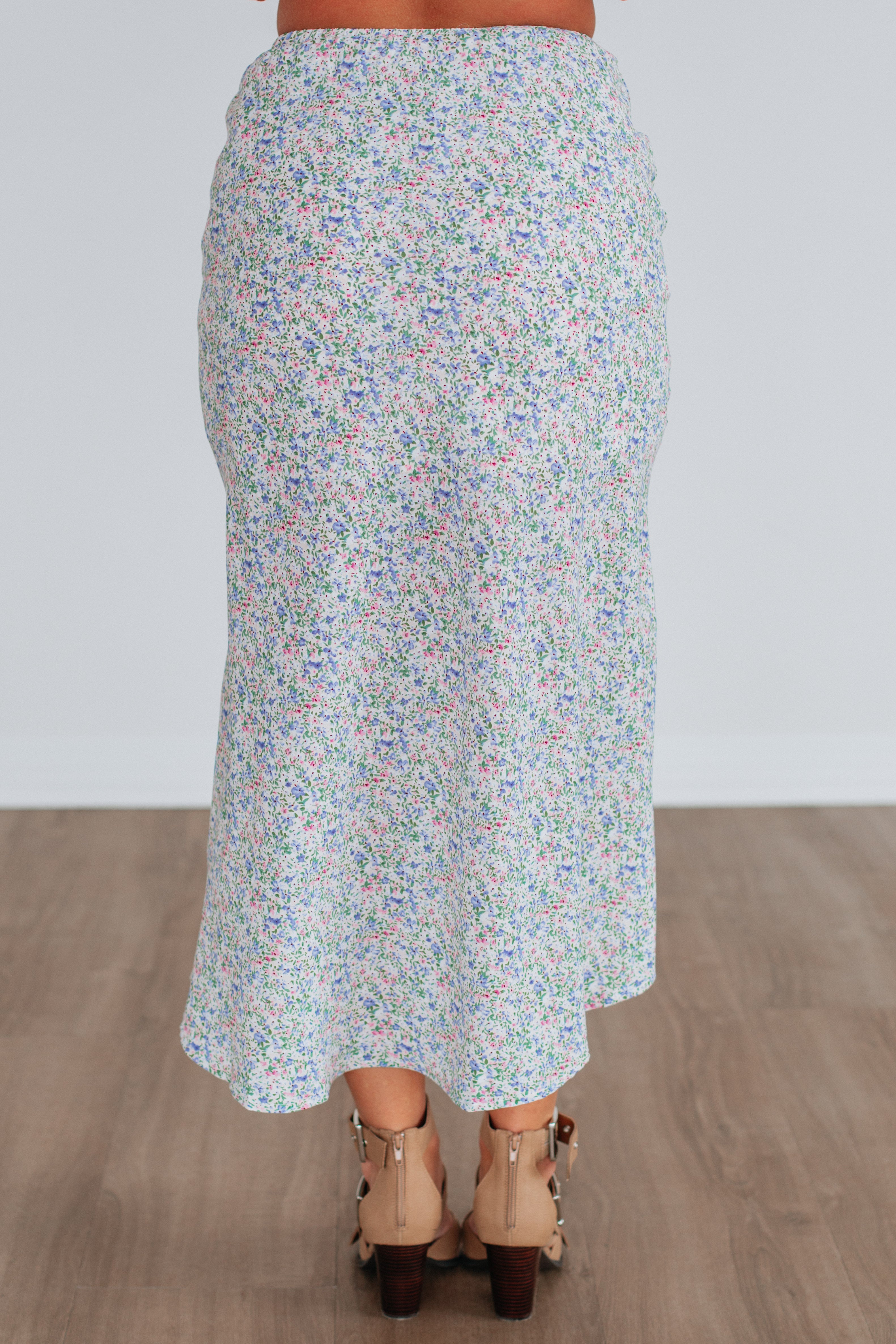 Posey Floral Skirt in Sky Blue Mix - Perfect for Summer Outfits, Beach Vacations & Boho Fashion