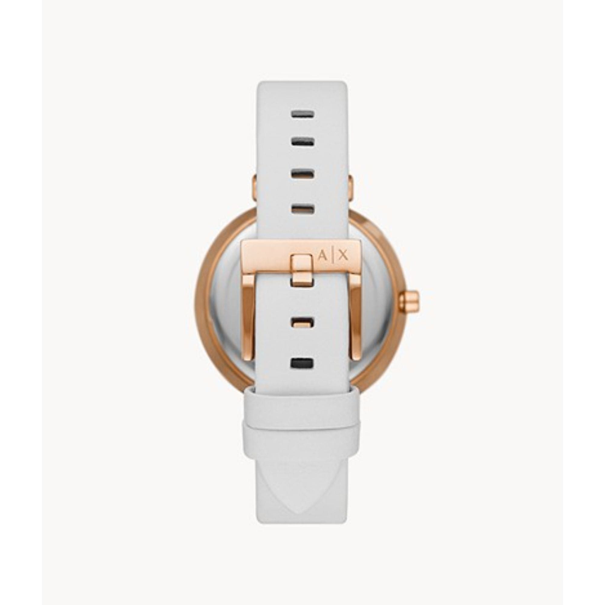 ARMANI EXCHANGE AX5914 Women's White Leather Watch with Three Hands - Perfect for Office, Party & Everyday Wear