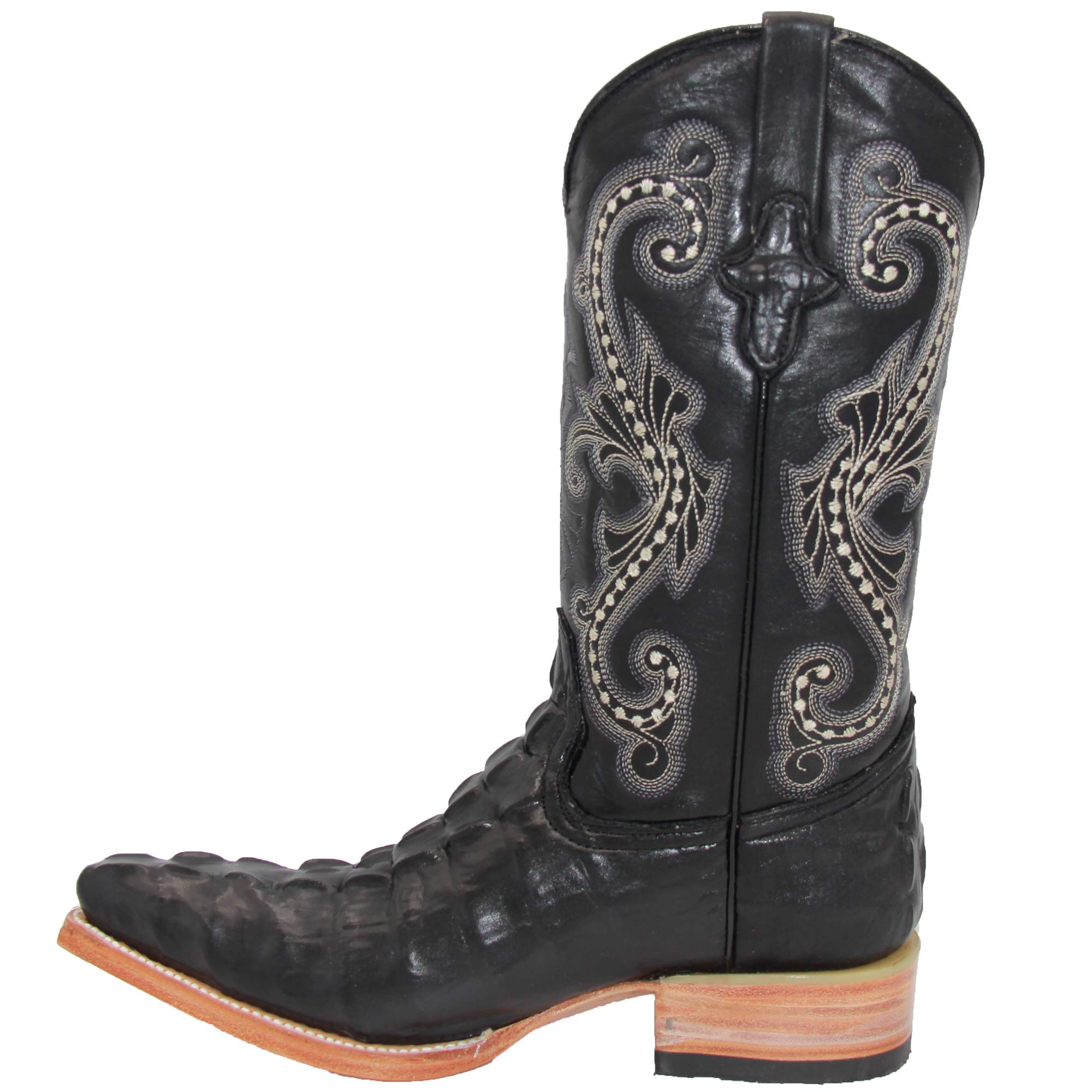 **Men's Crocodile Print Leather Cowboy Boots – Western Snip Toe Style for Rodeo, Country Music & Outdoor Adventures**