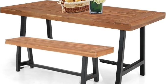 Wood Table and Bench