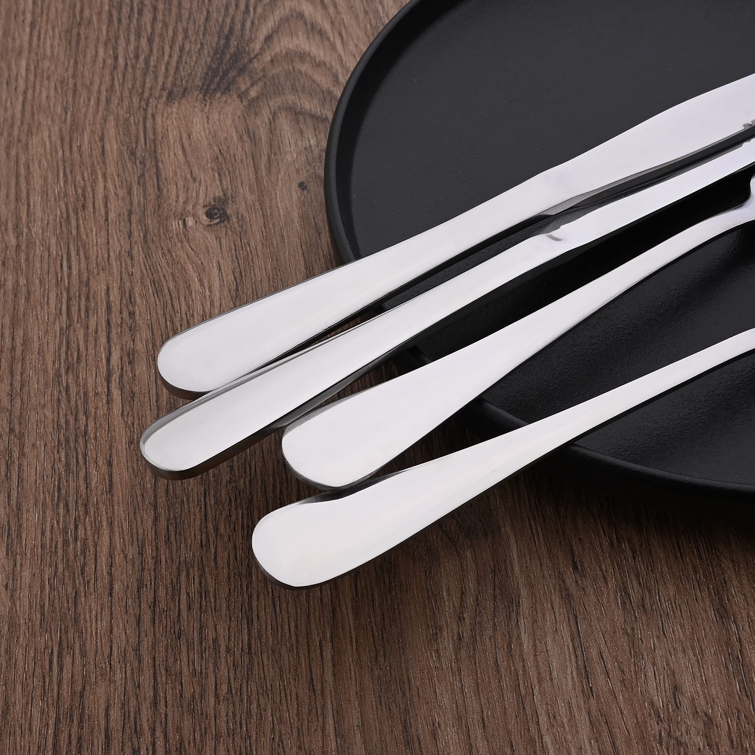 Premium 12-Piece Stainless Steel Flatware Set - 6 Forks & 6 Spoons (8 Inch Each) - Mirror Polished Silverware for Dining, Dishwasher Safe - Perfect for Dinner Parties, Restaurants & Everyday Use