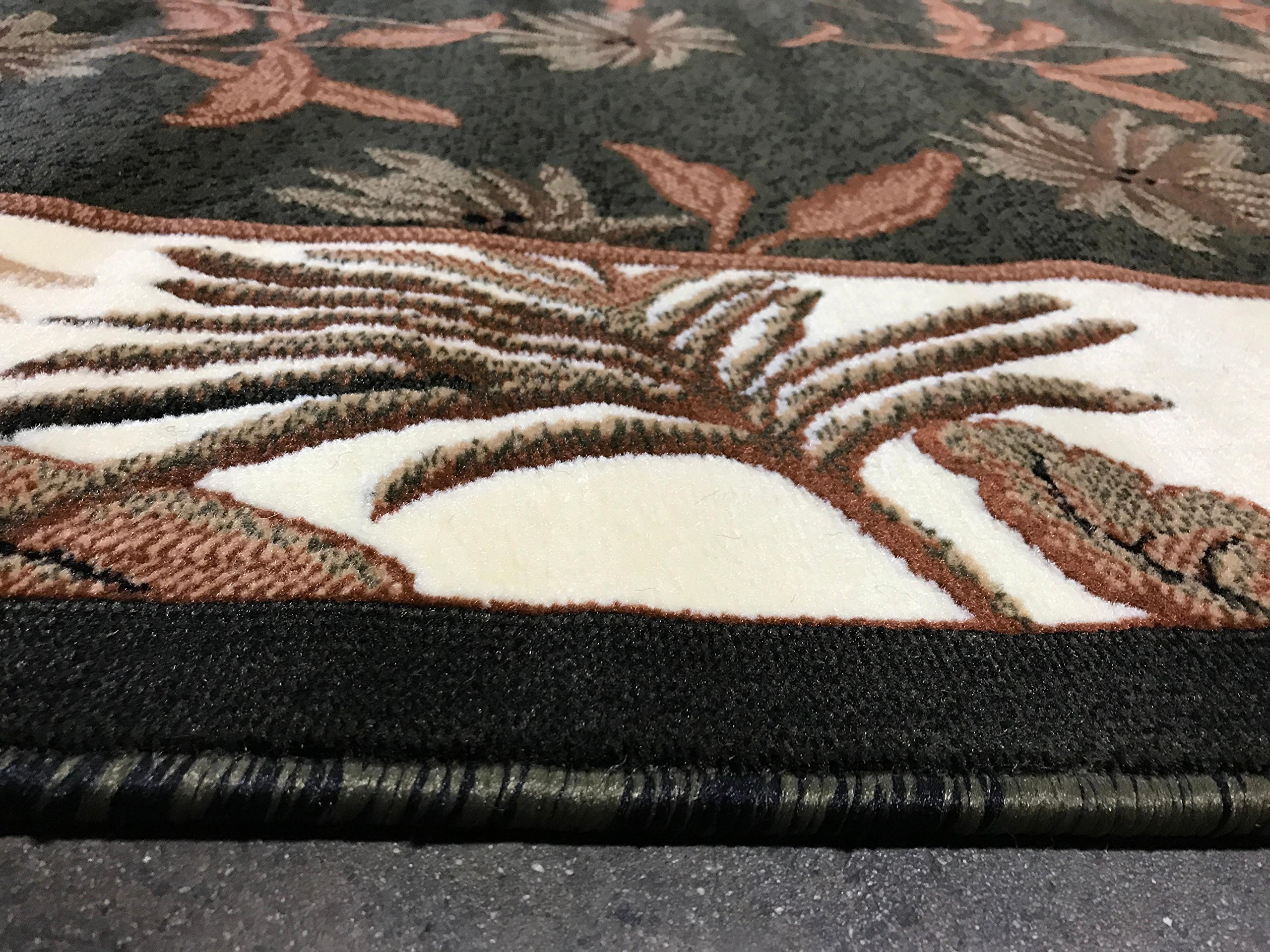 Modern Tropical Palm Tree Area Rug - Green & Black Design 8x10 Feet - Perfect for Living Room, Bedroom, or Beach House Decor