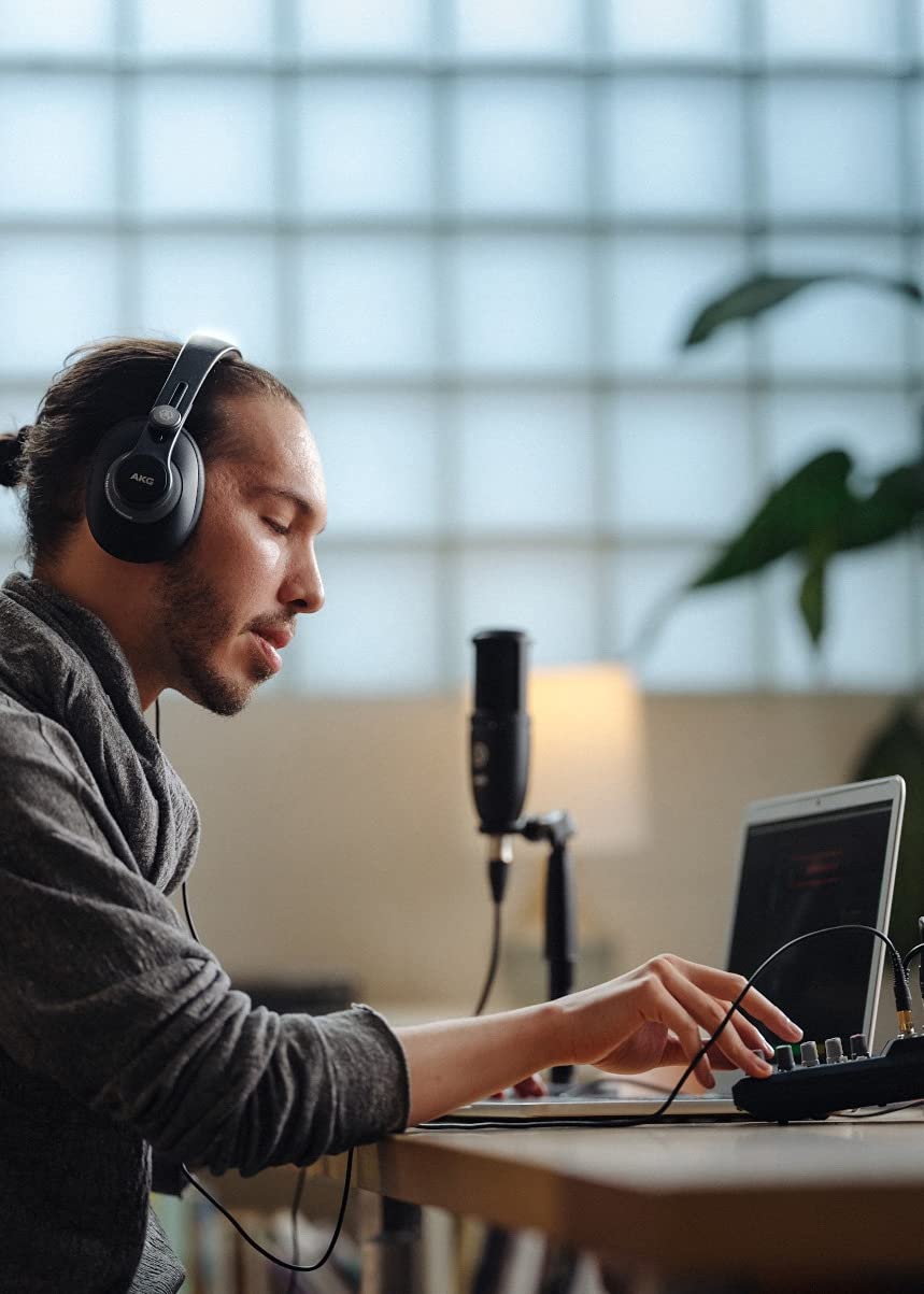 AKG K371 Professional Studio Headphones - Closed-Back Over-Ear Foldable Design with Detachable Cable | Includes Blucoil 6ft 3.5mm Extension & Slappa HardBody PRO Case | Perfect for Music Production, Podcasting, Gaming & Mobile Devices