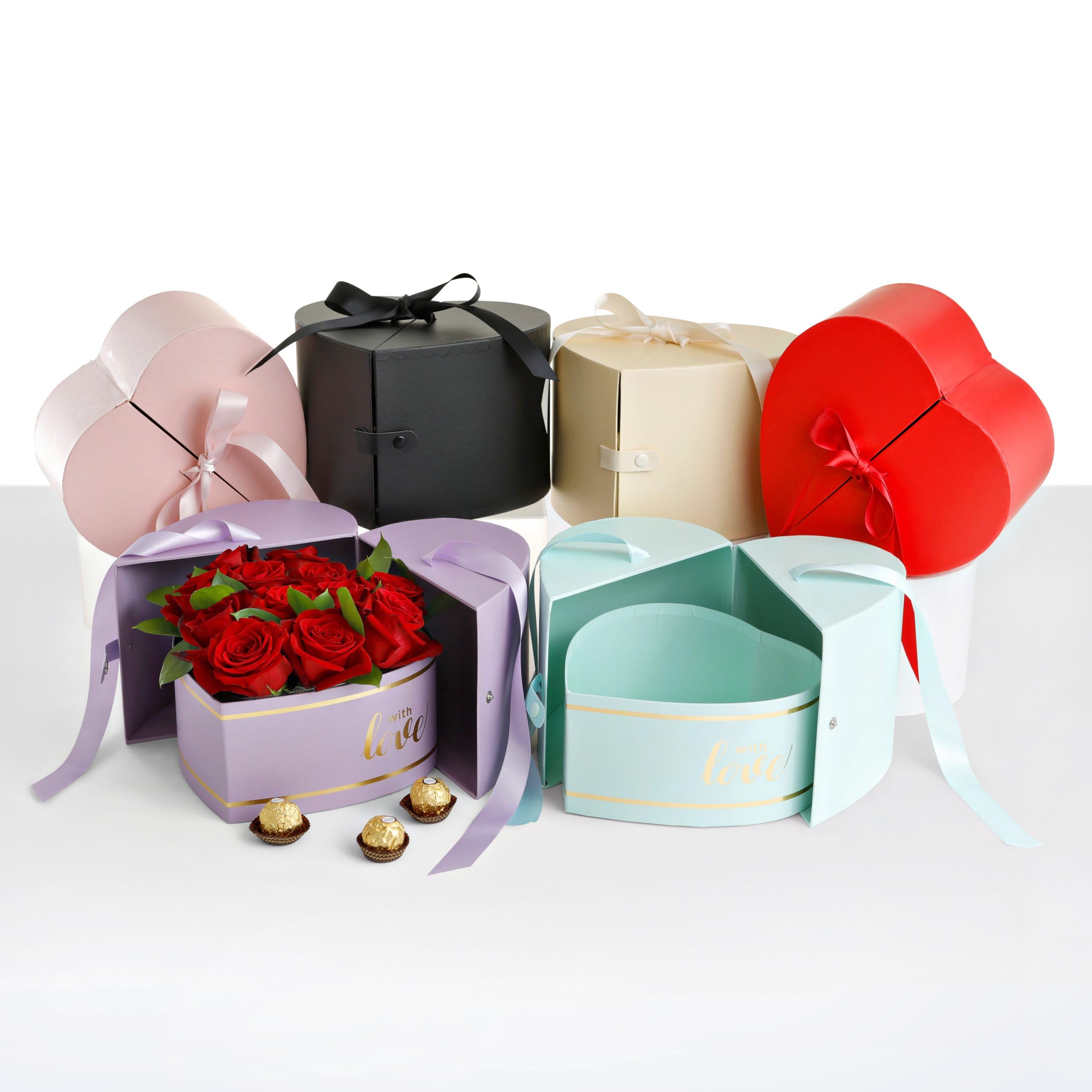 Premium Heart Shape Flower Box - Luxury European Style Floral Gift Box for Bouquets, Roses & Arrangements (Beige) | Wedding, Anniversary, Valentine's Day & Home Decor Gift Packaging