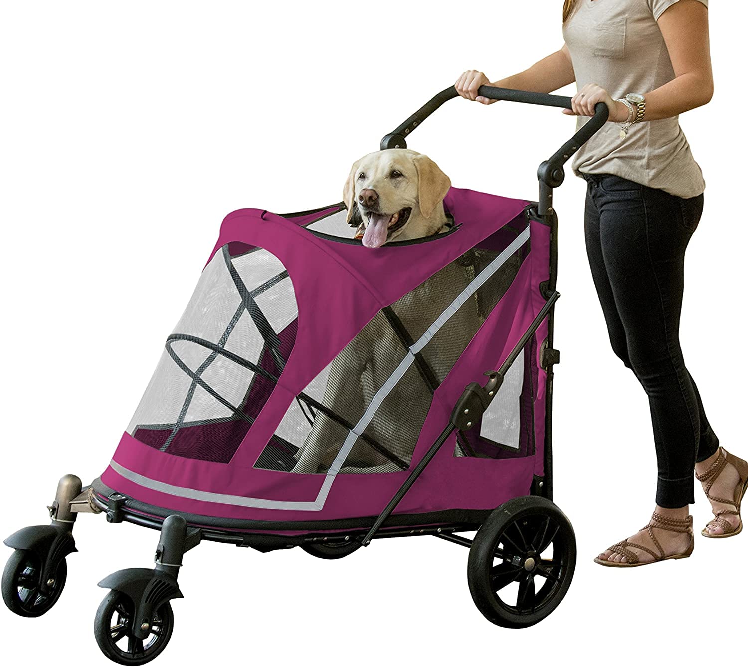 Pet Gear NO-Zip Pet Stroller with Dual Entry - Easy Walk-In Design for Dogs & Cats, No Lifting Required | Zipperless Push-Button Entry | Gel-Filled Tires for Smooth Ride | Available in 2 Colors | Perfect for Vet Visits, Park Walks & Shopping Trips