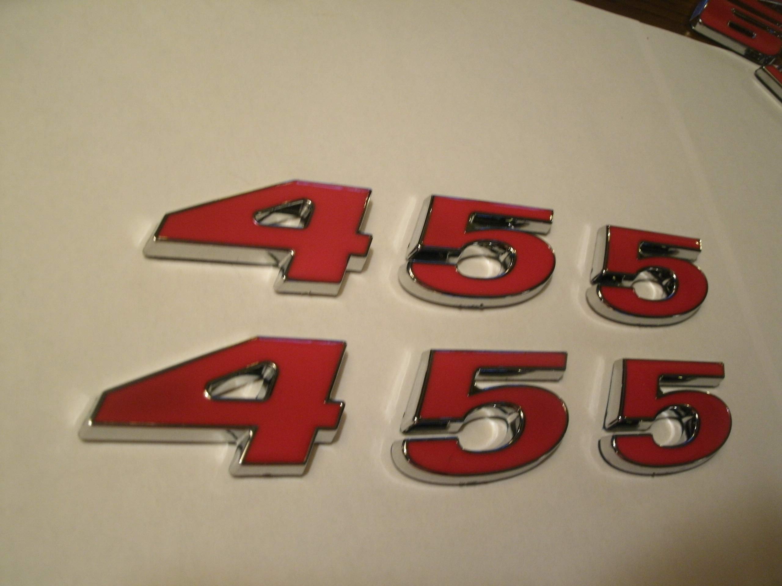 Pair of Generic 455 Engine ID Emblems in Red - Perfect for Car Restoration, Custom Builds & Automotive Decoration
