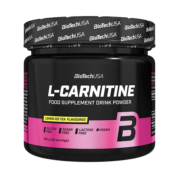 BioTechUSA L Carnitine Drink Powder - Lemon Ice Tea Flavor 150g | Energy Booster for Workout & Weight Loss | Pre-Workout & Post-Workout Supplement for Athletes