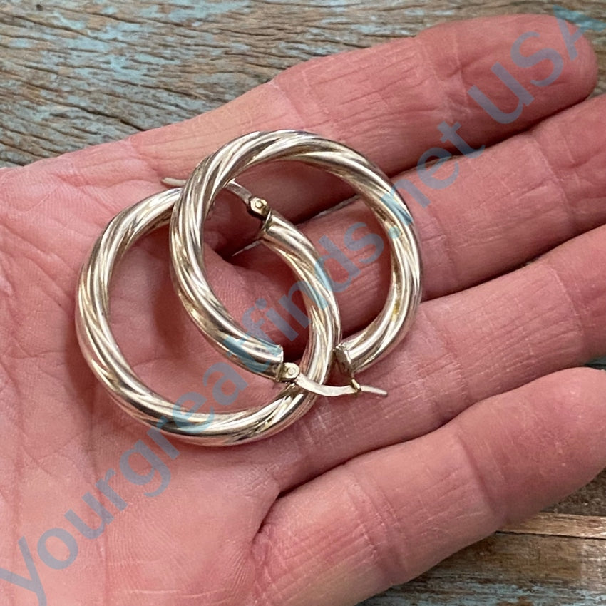 Vintage Sterling Silver Pierced Hoop Earrings for Women - 925 Silver Dangle Hoops - Boho Chic Jewelry for Everyday Wear & Special Occasions
