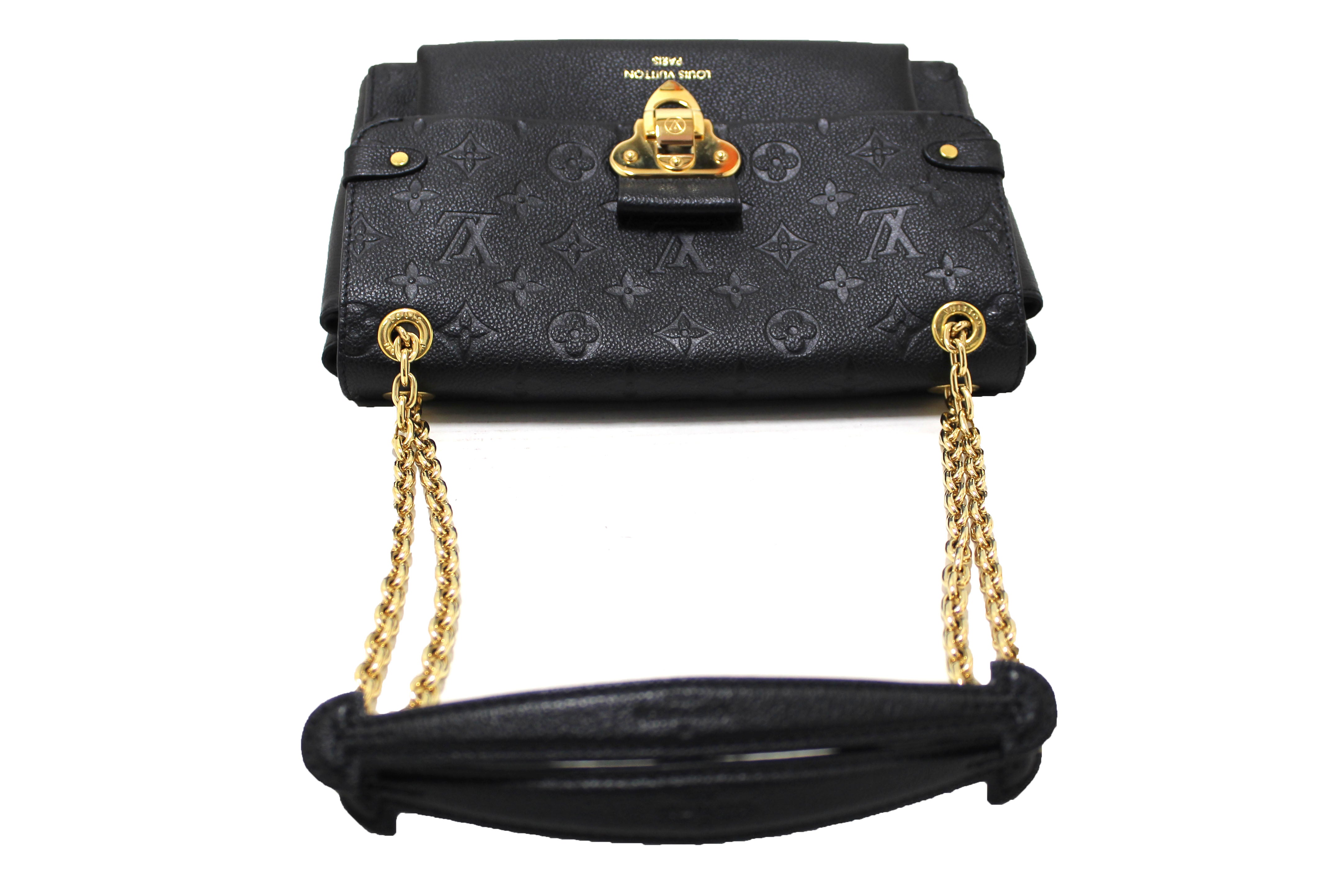 Authentic Louis Vuitton Black Monogram Empreinte Leather Vavin PM Shoulder Bag for Women | Luxury Designer Crossbody Purse | Perfect for Work, Travel & Evening Events