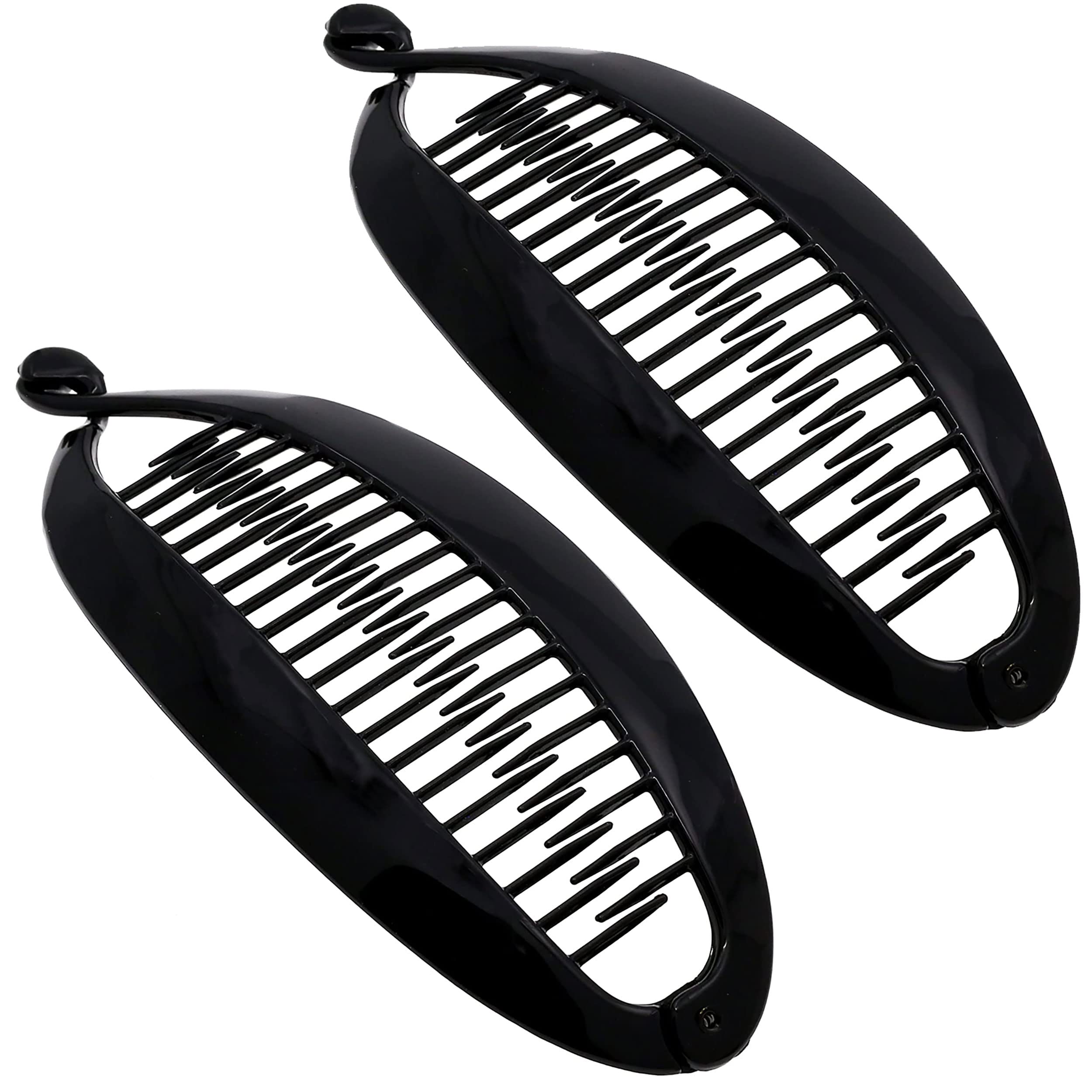Camila Paris NV135 2 Pack French Large Banana Hair Clips for Thick Hair - Flexible Ponytail Holders & Styling Accessories for Women | Perfect for Workouts, Office & Everyday Hairstyles | Made in France