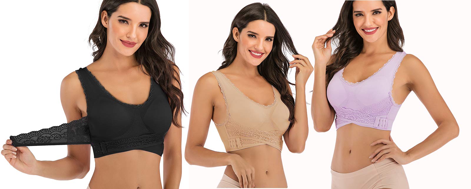 Lelinta Women's Front Buckle Seamless Sports Bra - Cross Back Lace Yoga Workout Bra for Running, Gym & Activewear - Perfect for High-Intensity Training, Pilates & Everyday Comfort
