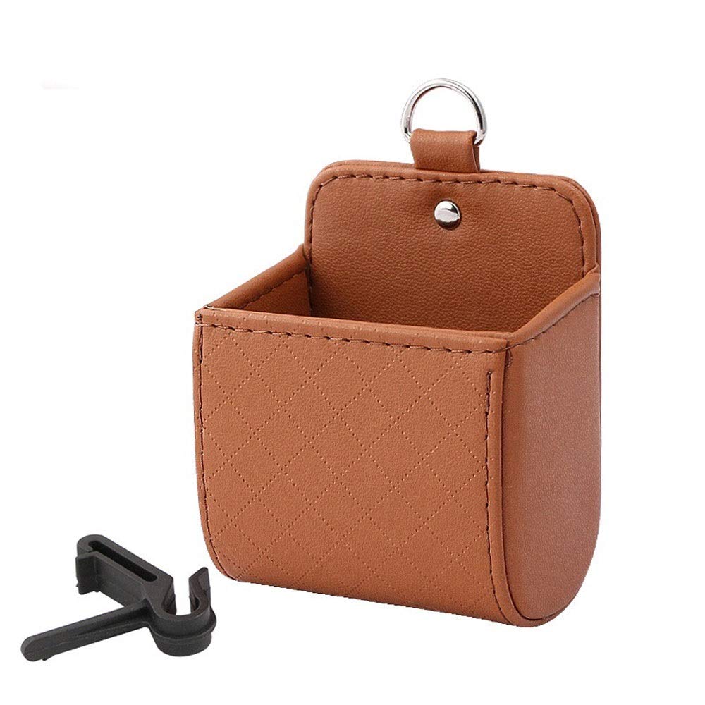 Car Seat Back Organizer with Air Vent Phone Holder & Storage Pockets - Brown | Perfect for Road Trips, Travel & Daily Commute | Keep Your Car Tidy & Organized
