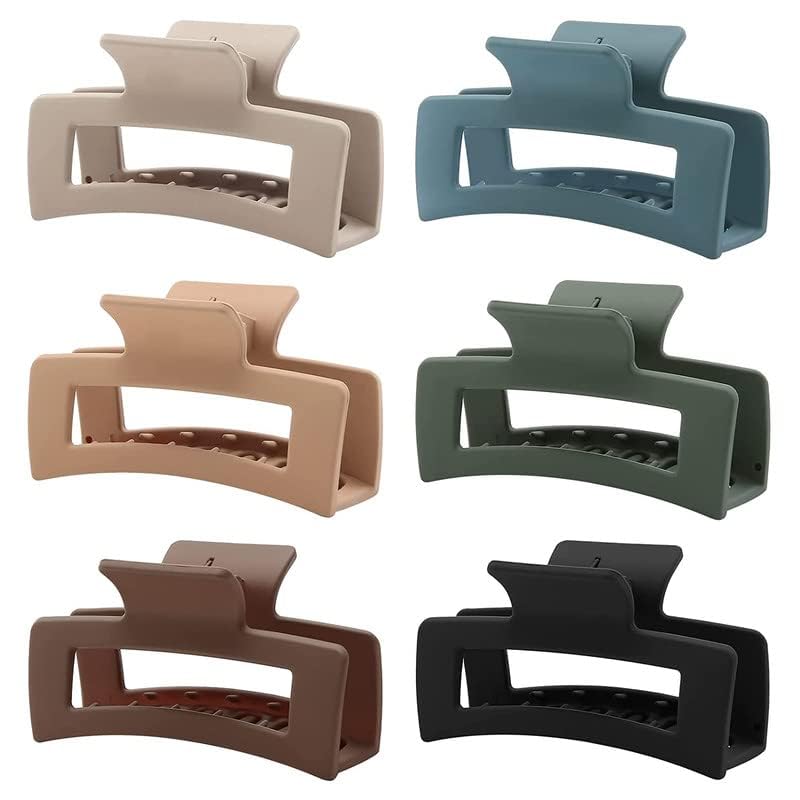 Upavista Square Claw Clips for Women - 6 Pack Matte Finish Strong Hold Hair Clips for Thin to Thick Hair | Perfect for Ponytails, Buns & Everyday Hairstyles | Hair Styling Accessories for Women & Girls