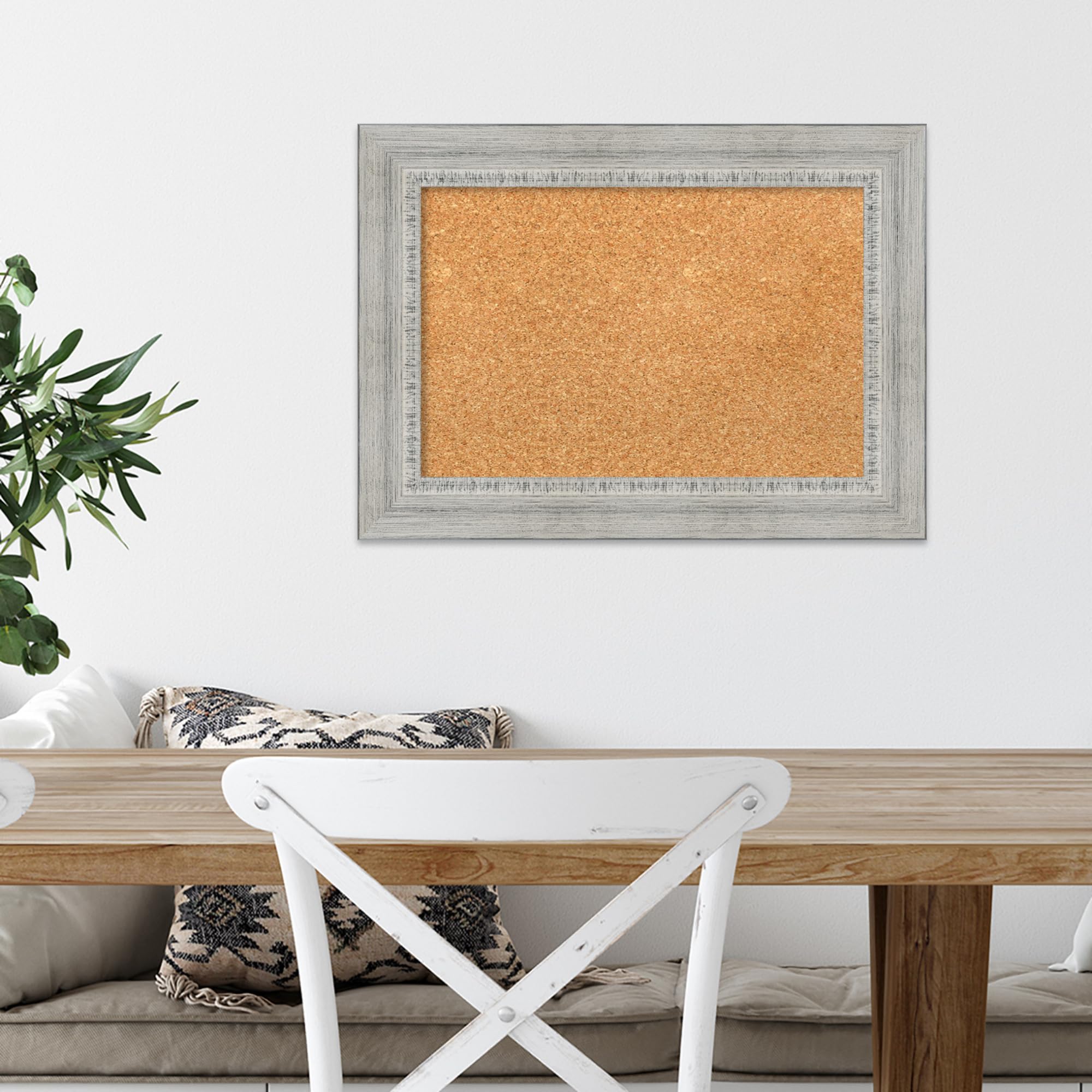 Amanti Art 16x22 Inch Natural Cork Bulletin Board with White Wood Frame - Rustic Office & Home Decor for Vision Boards, Notes, Photos | Perfect for Wall Organization, Memo Display, Country Style Home Decor