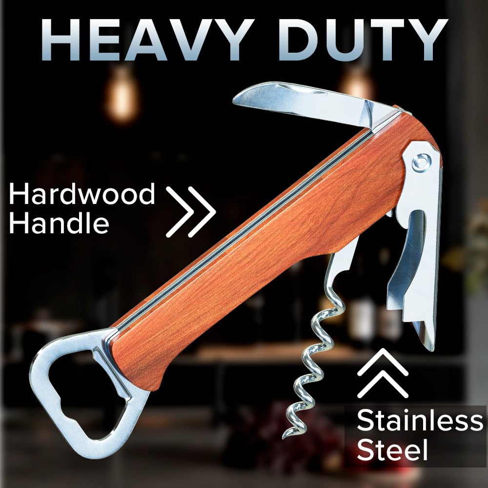 Professional Stainless Steel Bottle Opener & Beer Corkscrew - Heavy Duty Bar Tool for Bartenders, Home Use, Parties & Outdoor Adventures