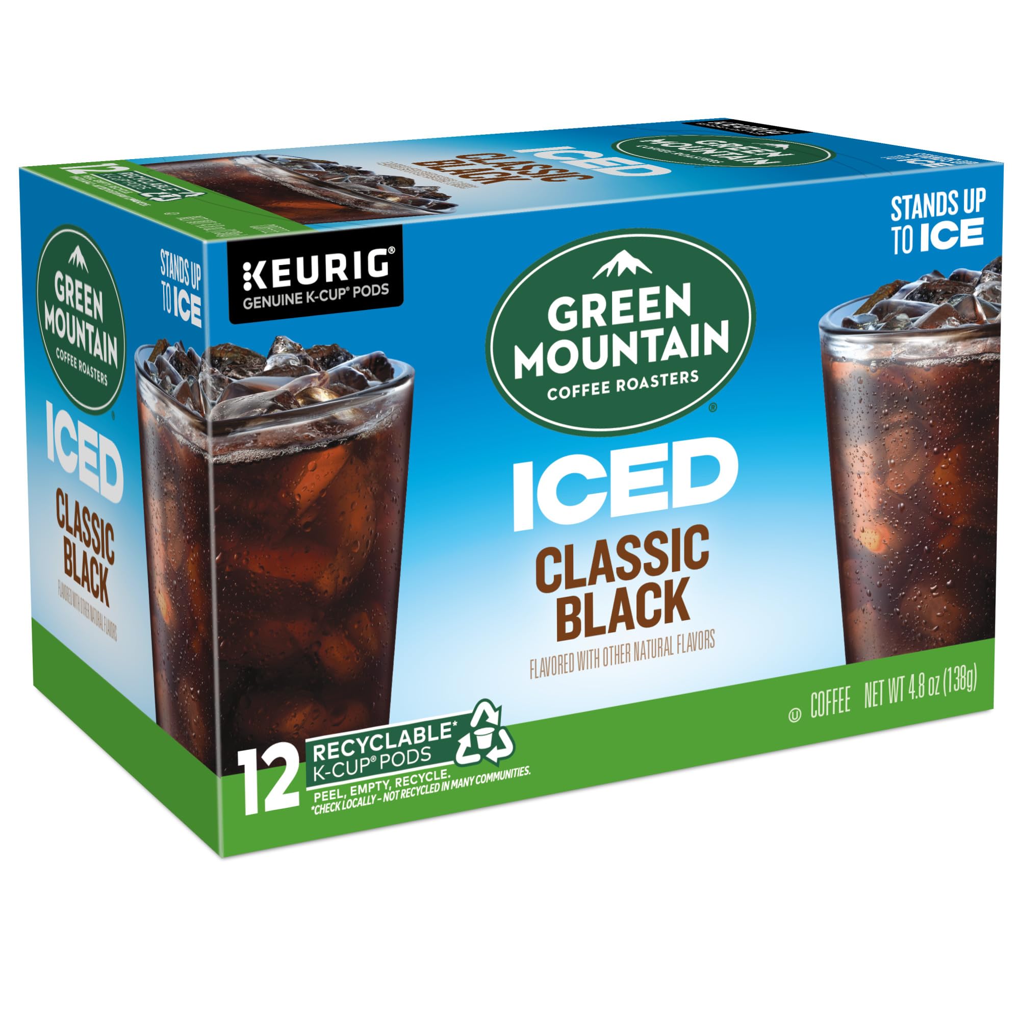 Green Mountain Coffee Roasters ICED Classic Black K-Cup Pods - Medium Roast Iced Coffee for Keurig Brewers (72 Count) | Perfect for Summer Refreshment, Office Break or Iced Coffee Lovers