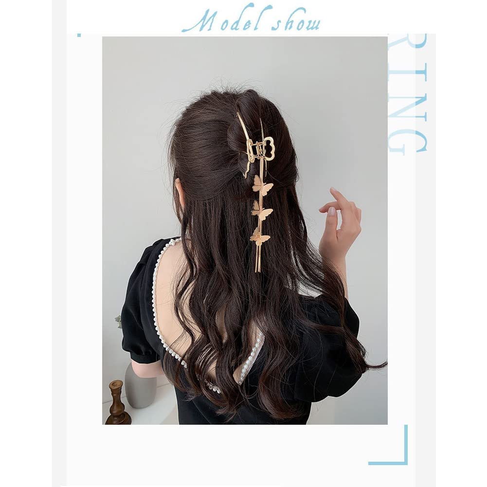 Butterfly Hair Clips for Women - 1PCS Metal Hair Claw Clips with Tassel, Strong Hold Hair Styling Accessories for Girls - Perfect for Parties, Weddings and Everyday Use