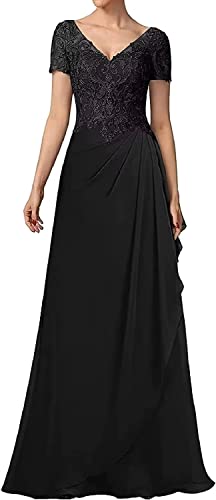 Elegant V-Neck Lace Applique Chiffon Wedding Guest Dress for Women - Perfect for Mother of the Bride, Formal Events & Special Occasions