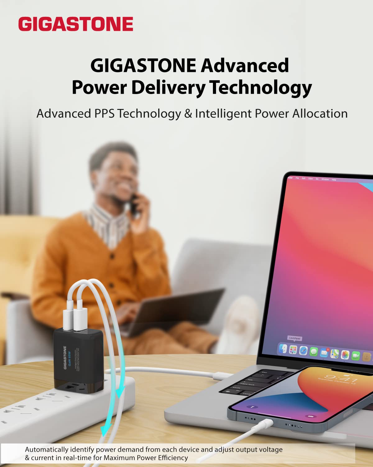 Gigastone 65W GaN Fast Charger [3 Pack] - Dual USB C & USB A Ports with PPS, Foldable Plug for Travel, Intelligent Power Allocation - Compatible with MacBook Air/Pro, Dell XPS, iPad, iPhone 16/15, Galaxy S24 - Perfect for Home, Office & Travel Charging