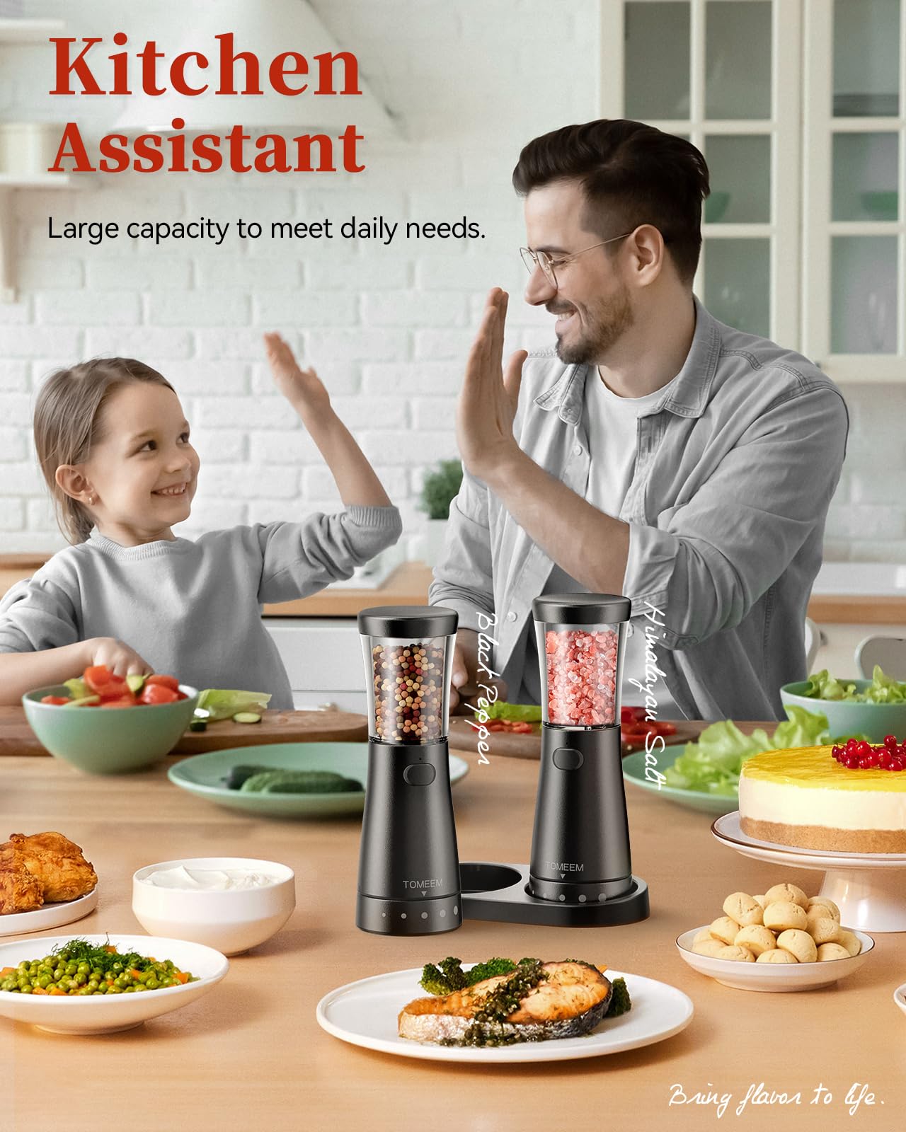 Premium Electric Salt and Pepper Grinder Set - Rechargeable Stainless Steel Mill with 4.5oz Capacity, Adjustable Coarseness & Wide 1.8