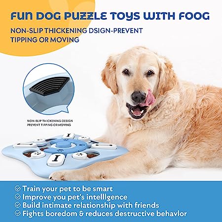 Interactive Dog Puzzle Toy for Mental Stimulation - Blue Square Shape - Perfect for Boredom Busters & Training Treats