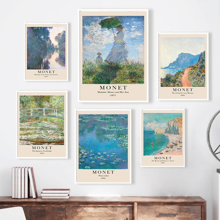 Monet Scenery Art Canvas Posters - Impressionist Wall Decor for Living Room, Bedroom & Office - High Quality Printed Canvas Artwork