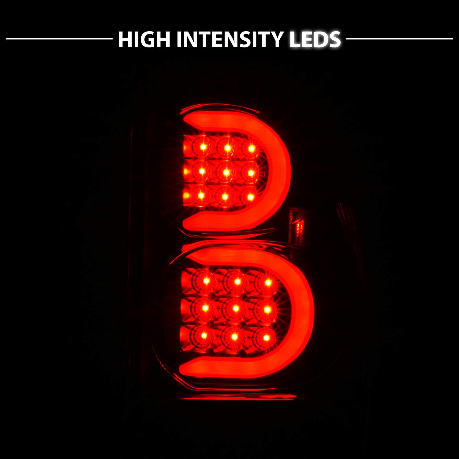 AmeriLite Clear Black C-Type LED Tube Tail Lights Brake Lamps Pair for 2002-2009 Chevy Trailblazer/EXT - Driver & Passenger Side | Enhanced Visibility & Style for Night Driving & Off-Road Adventures