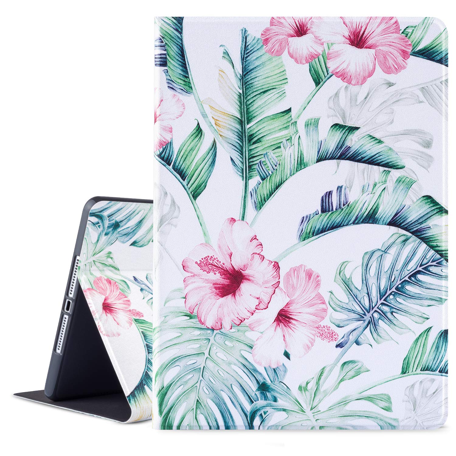 Vimorco Soft TPU iPad Air/Air 2/5th/6th Gen Case (9.7 Inch 2017-2018) with Adjustable Stand - Shockproof Protective Cover with Auto Wake/Sleep - Pink Flower Design for Home, Office & Travel Use
