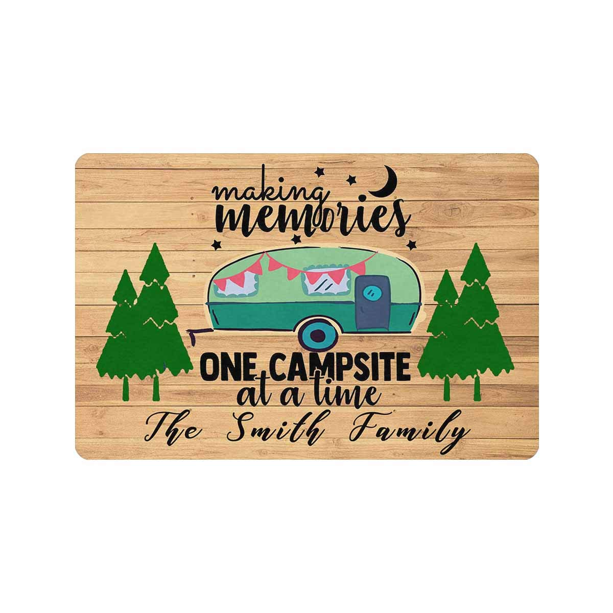 Custom Camper Door Mat - Personalized 'Making Memories One Campsite at a Time' Welcome Doormat - 24x16 Inch Multicolor RV & Outdoor Entrance Mat for Campers, Trailers & RVs