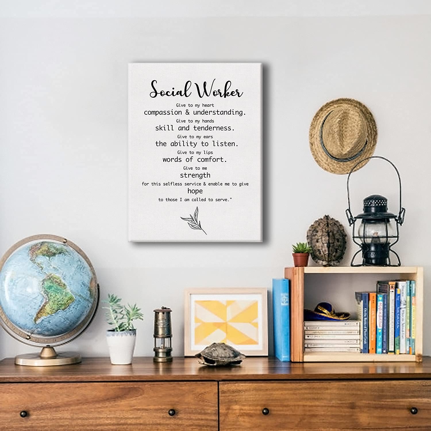 Inspiring Social Worker Gifts for Women & Men - Motivational Quote Canvas Wall Art - Ready to Hang Home Office Living Room Decor - Perfect for Graduation, Birthday & Christmas - Includes Easel Stand - Ideal for Social Worker Appreciation, Office Motivation & Home Inspiration