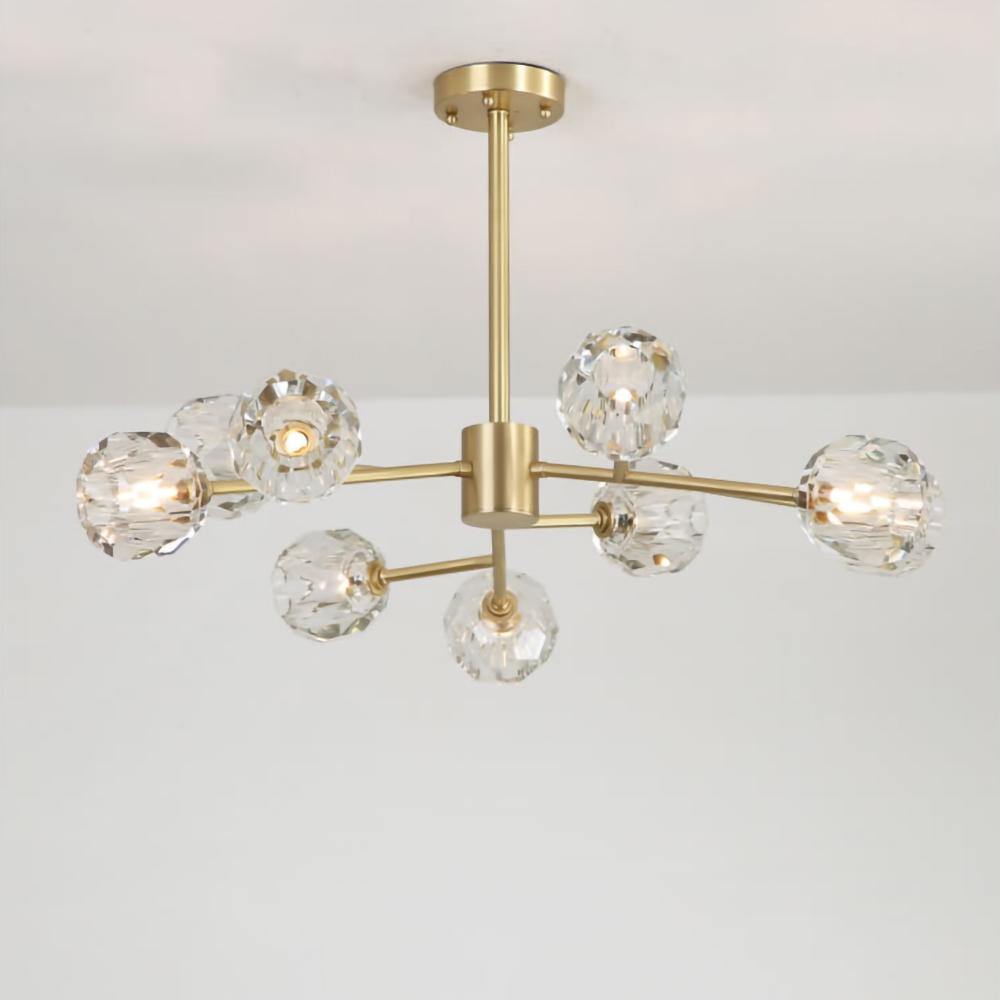 Crystal Ball Round Cluster Chandelier - Elegant Glass Sphere Ceiling Light Fixture for Dining Room, Bedroom & Living Room Decor