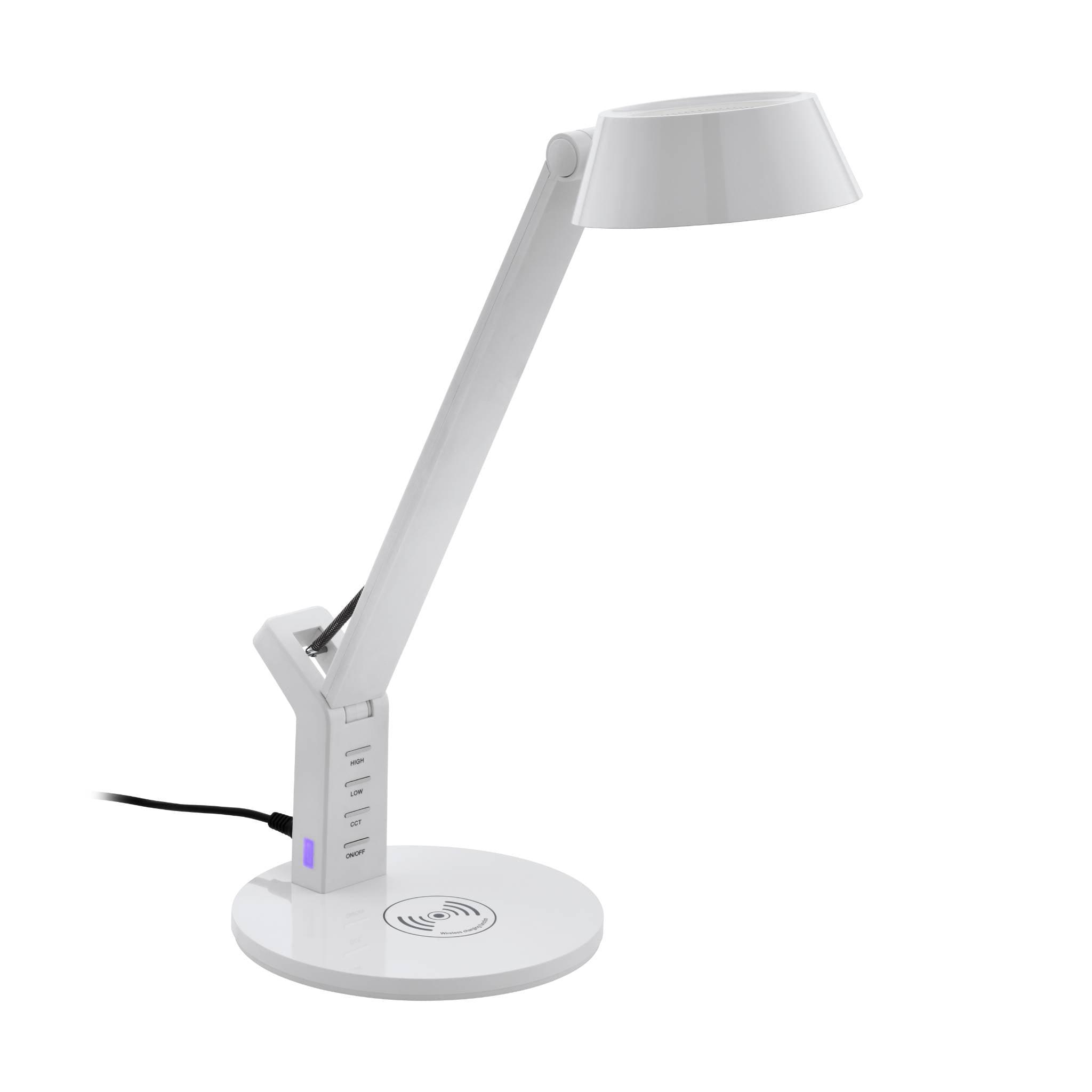 Eglo Banderalo White LED Touch Table Lamp - Modern Nightstand Lamp for Bedroom, Living Room, Office - Dimmable Desk Light with USB Port for Reading & Working