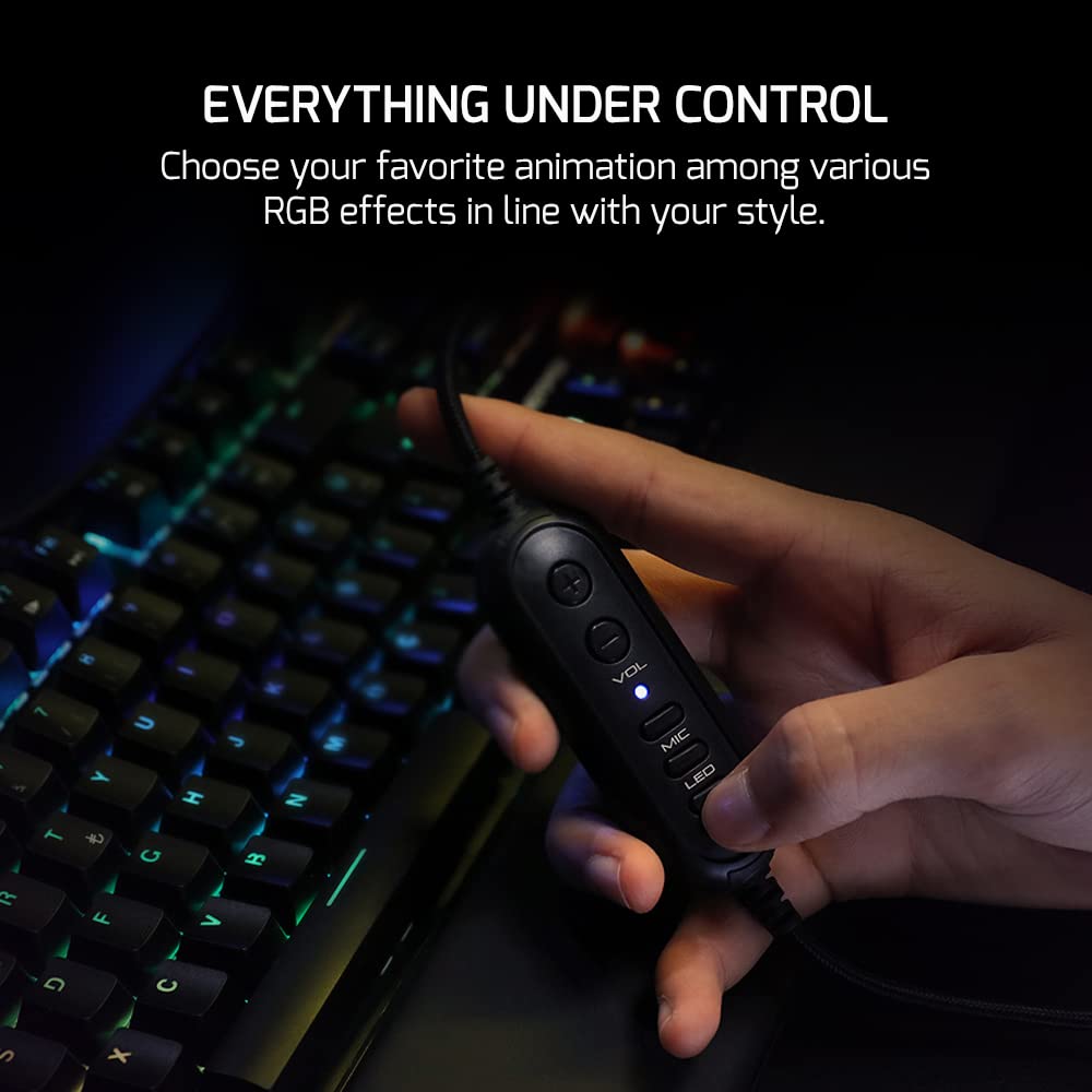 GAMEPOWER Fujin USB Gaming Headset - 7.1 Virtual Surround Sound Wired RGB Headphones with 50MM Drivers, Comfortable Design, 360 Spatial Audio, Noise Cancelling Mic for PC, Laptop - Perfect for FPS Games, Streaming & Online Meetings (Black)