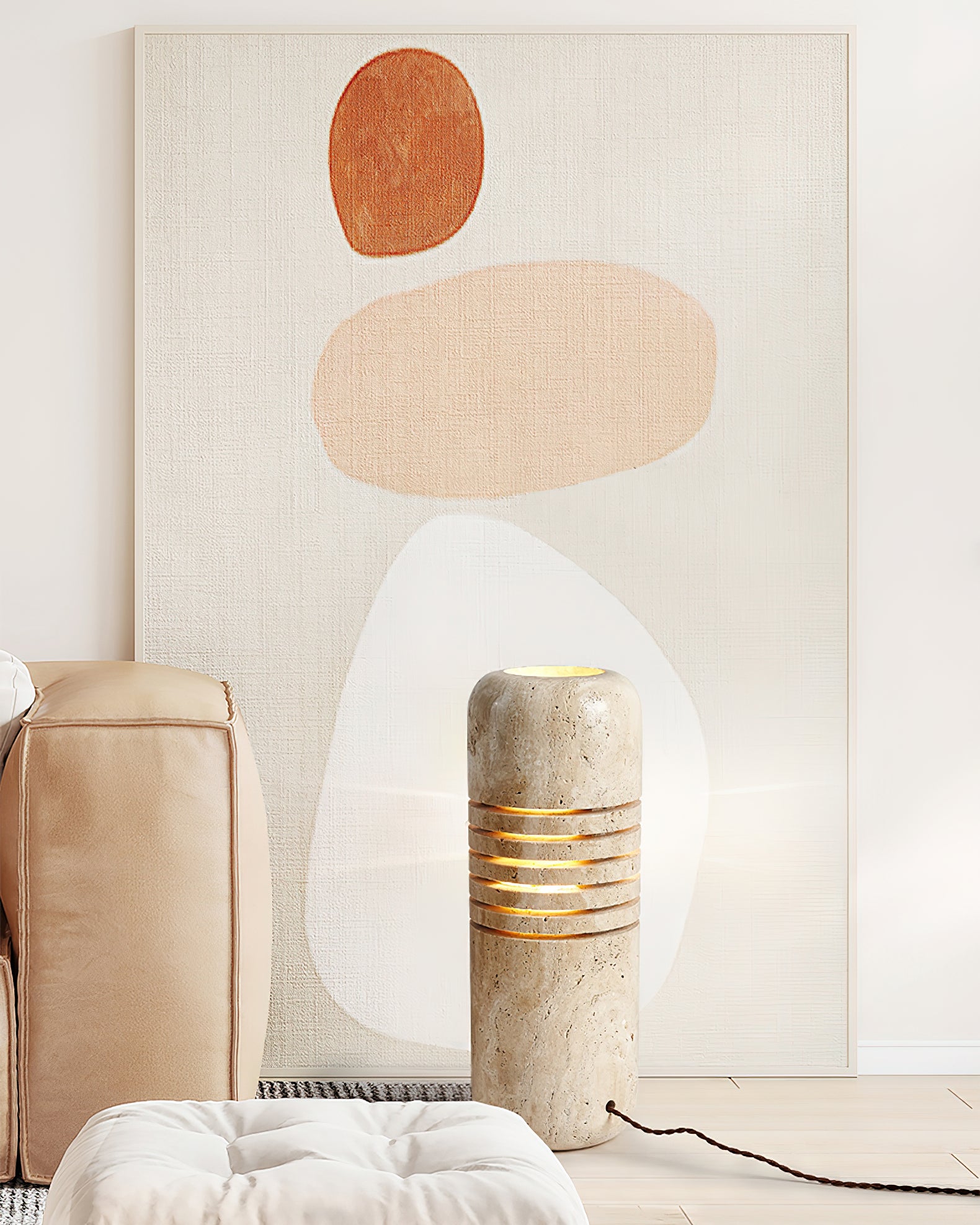 Modern Big Stone Bucket Floor Lamp - Stylish Industrial Lighting for Living Room, Bedroom & Office - Perfect Ambient Light for Home Decor