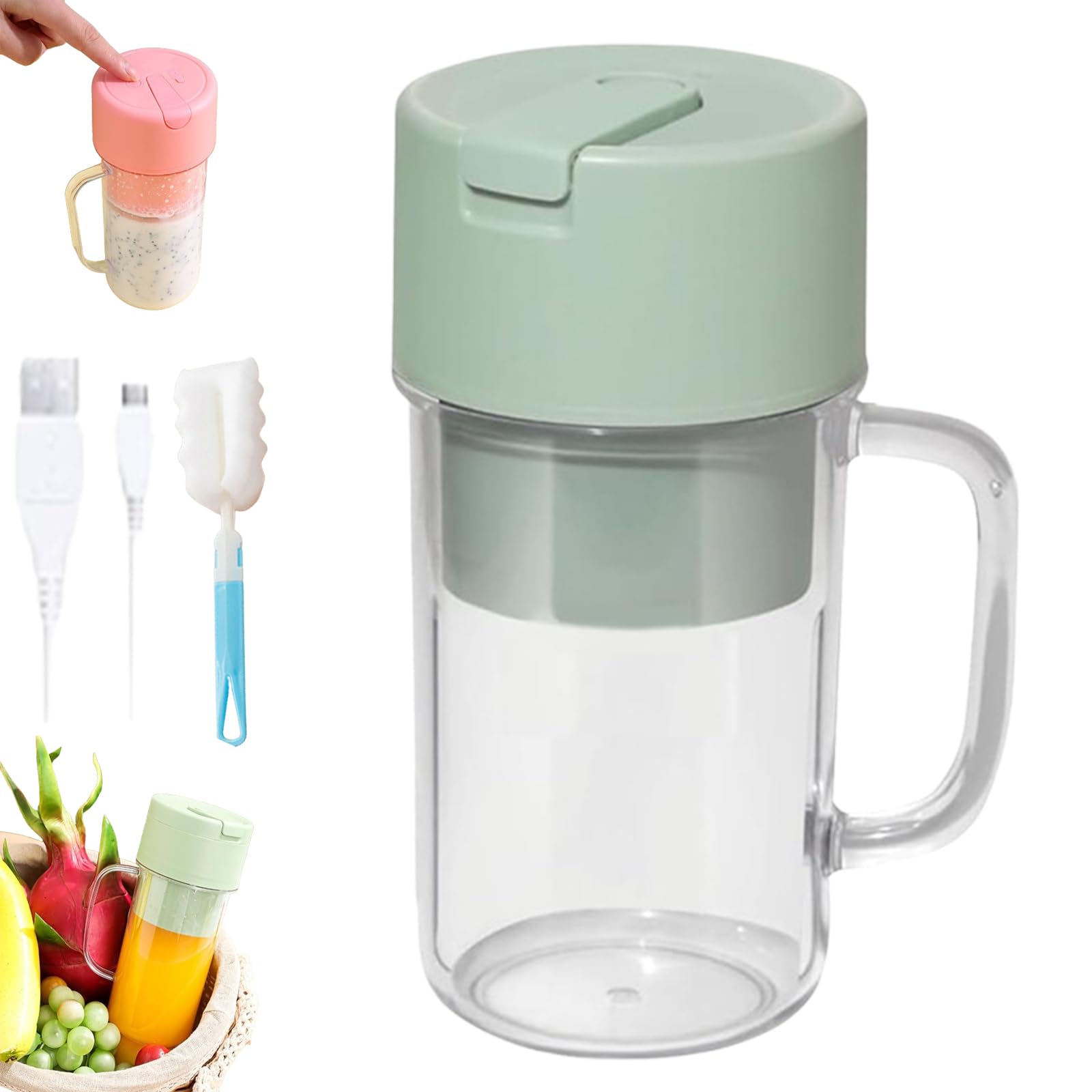 Royadulex Portable Blender for Smoothies & Juices - 600W High-Speed Personal Blender with Travel Bottle, USB Rechargeable, BPA-Free - Perfect for Gym, Office & Outdoor Activities (Green)
