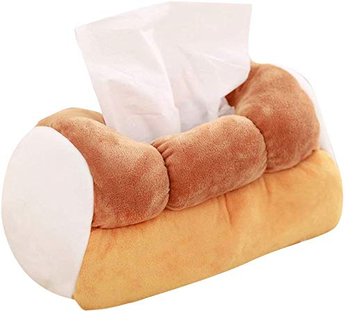 Soft Plush Tissue Box Cover - Funny Cute Yellow Toast Bread Design for Car, Home & Office | Decorative & Functional Tissue Holder for Living Room, Bedroom & Workspace