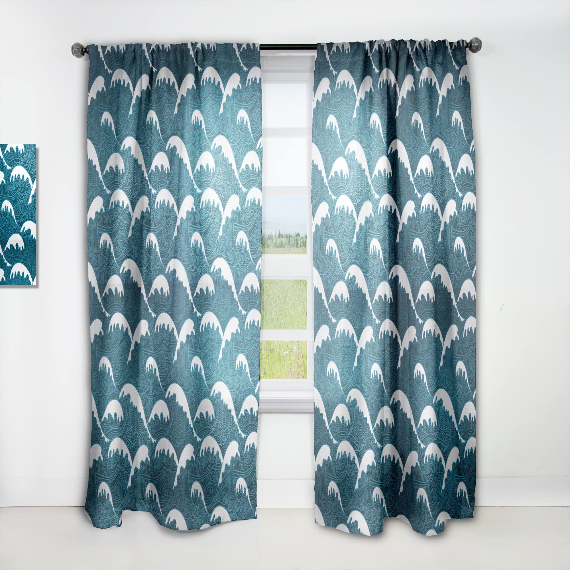 DesignQ Thermal Insulated Wave Pattern Curtains - Single Panel 52x120 Inches - Blackout Drapes for Bedroom & Living Room - Perfect for Home Decor and Light Control