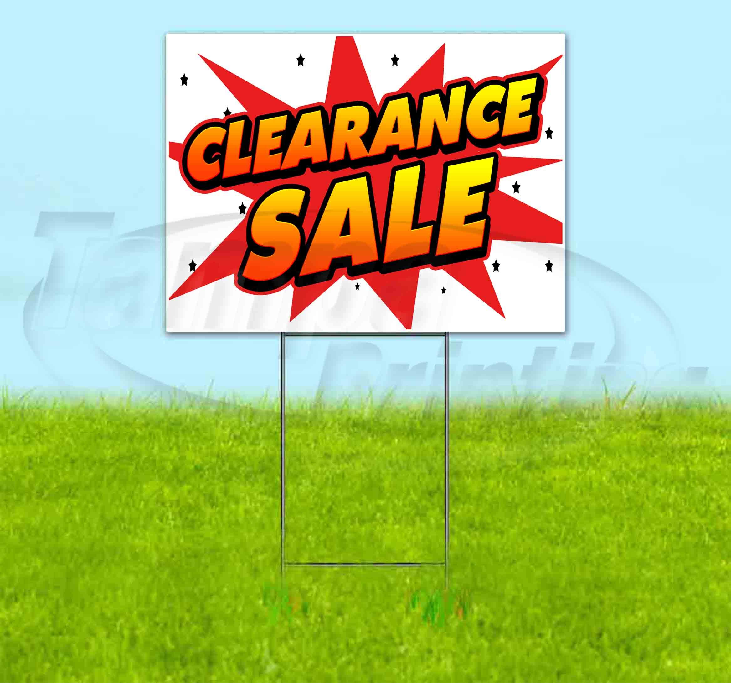 18x24 Inch Clearance Sale Yard Sign with Metal Step Stake - Bulk Discounts & Multi-Packs Available - Durable Outdoor Advertising Sign for Businesses, Events & Sales - Made in USA