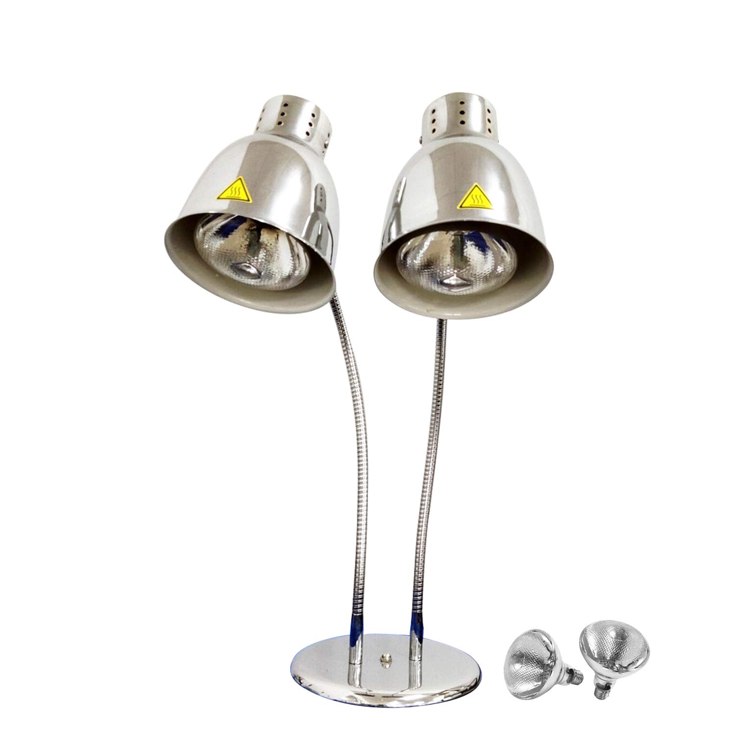 Dual 250W Food Heat Lamps - Commercial Grade Food Warmer Lights for Restaurants, Kitchens & Buffets - Perfect for Keeping Food Warm on Serving Tables (Double Head Design)
