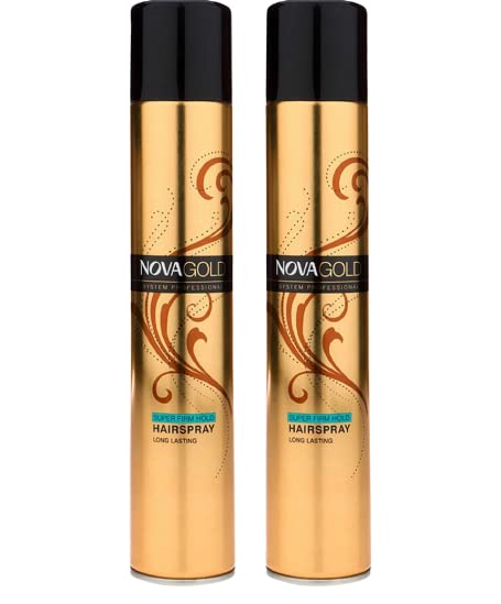 ClubBeauty Nova Gold Super Hold Hair Spray 400ml (Pack of 2) - Strong Long-Lasting Hairspray for All Hair Types - Perfect for Styling, Volume & Hold for Parties, Weddings & Everyday Use