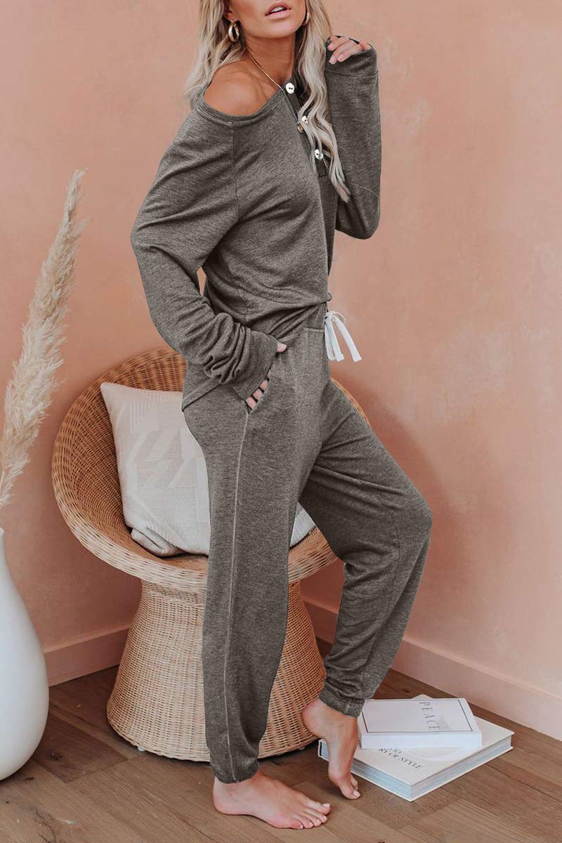 AUTOMET Women's 2-Piece Pajama Set - Cozy Fall Loungewear Sweatsuit with Soft Sweatpants for Sleeping, Relaxing & Home Comfort