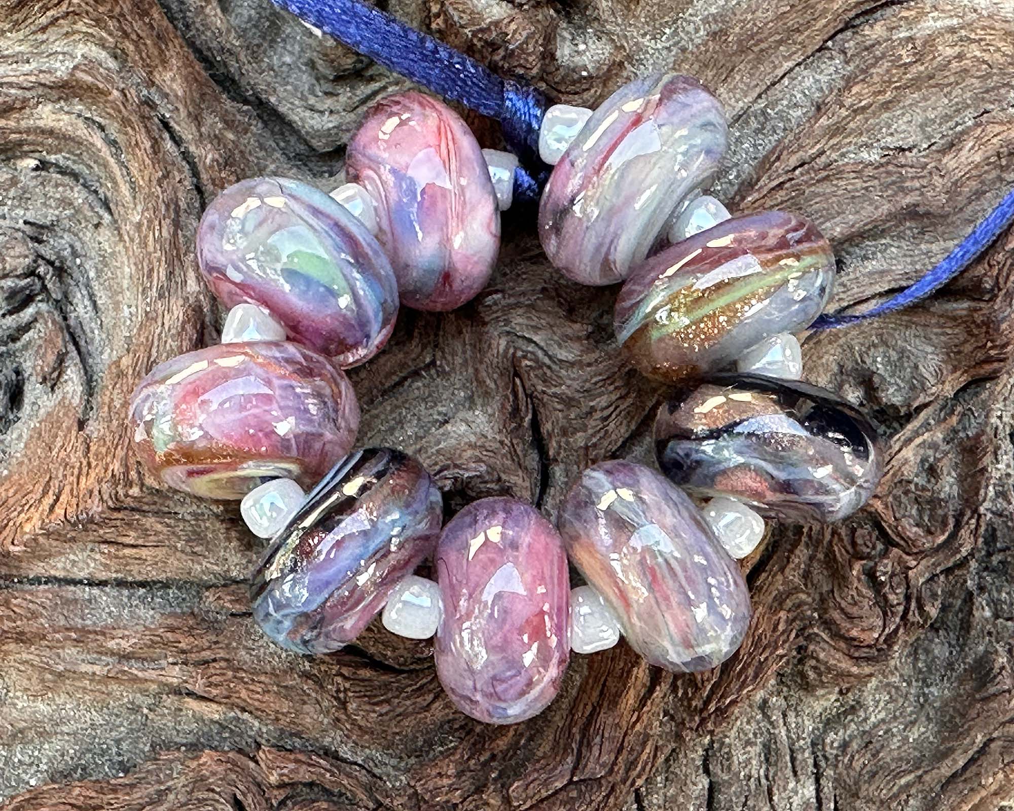 9pcs Garden Party Swirls Lampwork Glass Beads Set for Jewelry Making - DIY Bracelet, Necklace & Craft Projects - Perfect for Beaders, Artists & Gift Giving