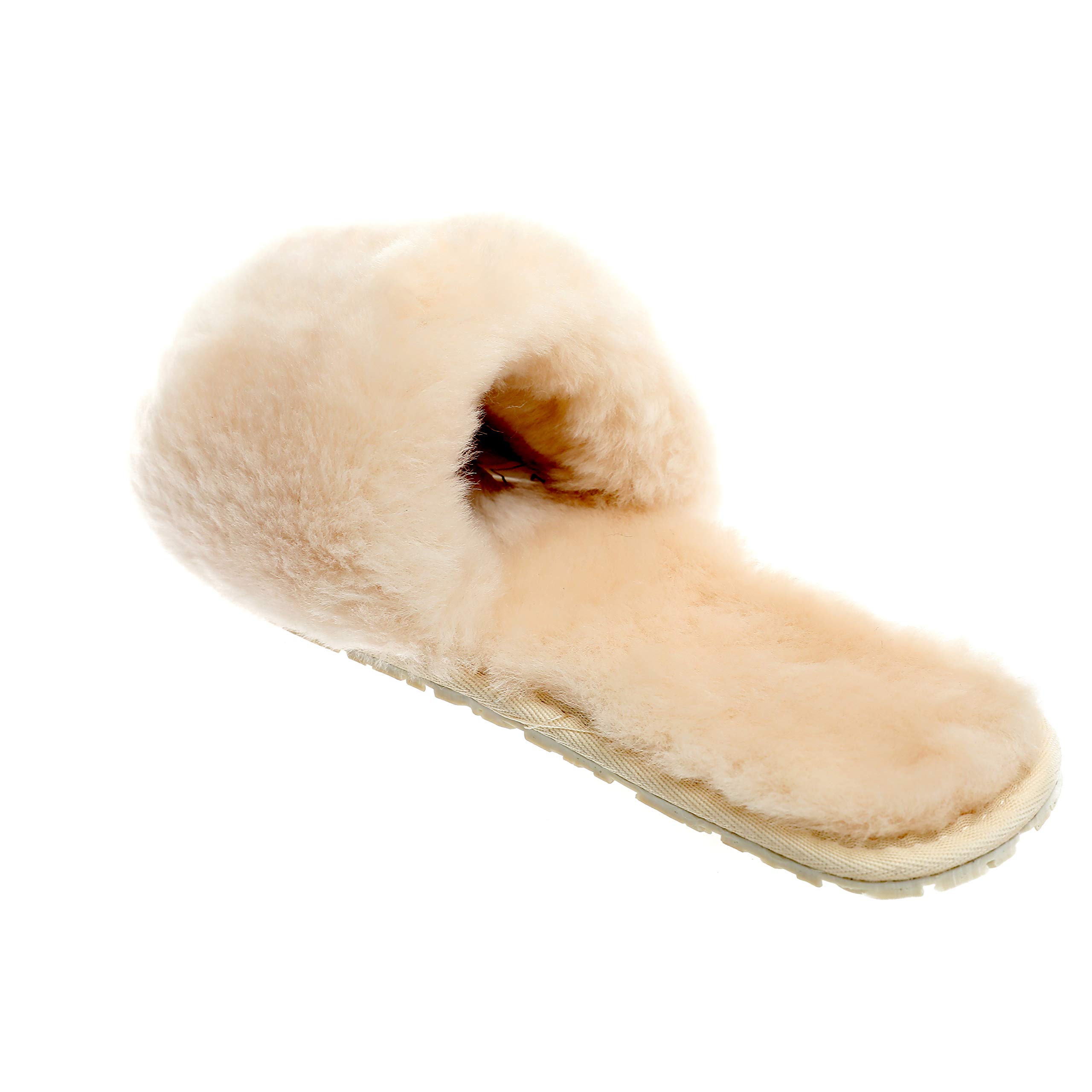 **Women's Boiled Wool Slippers with Real Fur - Open Toe Luxury House Slippers by Dechic | Cozy Indoor & Outdoor Wear for Winter Comfort**