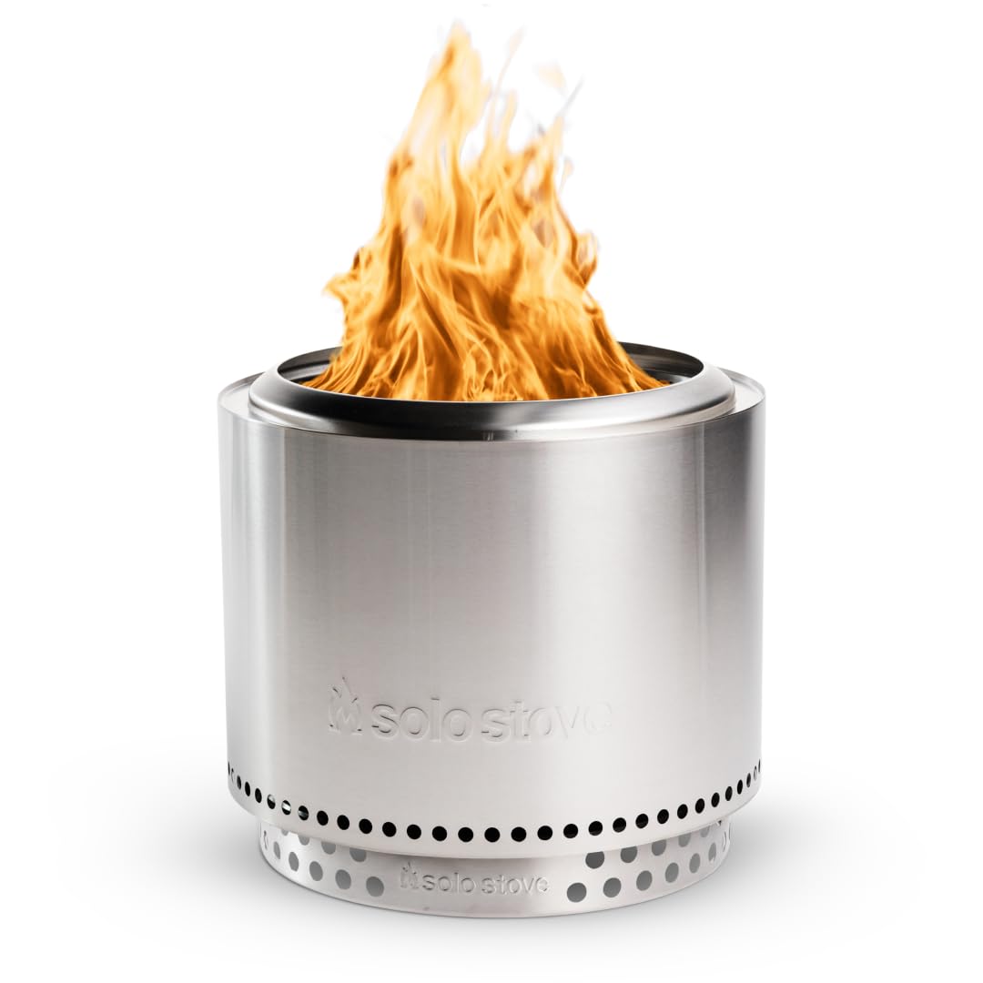 Solo Stove Bonfire 2.0 Smokeless Fire Pit with Stand & Removable Ash Pan - 19.5 Inch Portable Outdoor Wood Burning Fireplace - Stainless Steel Camping Fire Pit for 4-6 People (21.75 lbs) - Perfect for Backyards, Patios, Camping & Beach Bonfires
