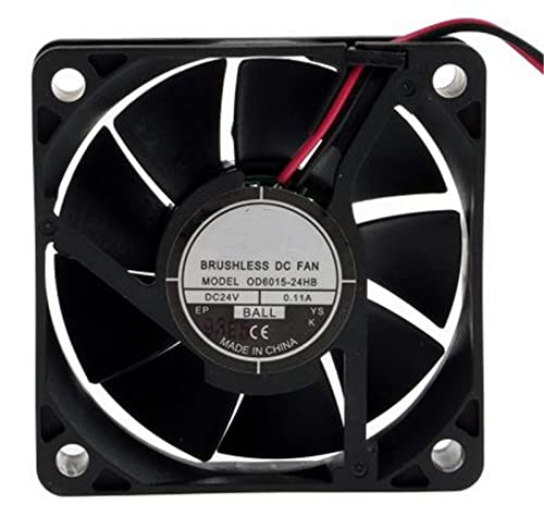 60mm DC Brushless Cooling Fan 24V 0.11A 2-Wire OD6015-24HB - Quiet High Performance for PC, Electronics, and Industrial Equipment Cooling
