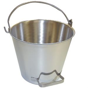 Premium Stainless Steel Pail - Heavy Duty Seamless Vet & Milk Bucket (9-20 Qt) - Made in USA - Durable Farm & Ranch Equipment for Animal Feeding, Milking & Storage - 20 Qt with Side Handle for Easy Carrying