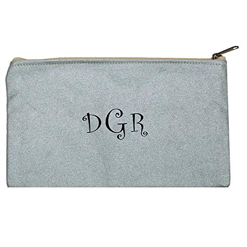 Personalized Cotton Canvas Cosmetic Bags for Women - Silver Waterproof Makeup Travel Organizer (Perfect for Gym, Travel & Daily Essentials Storage)