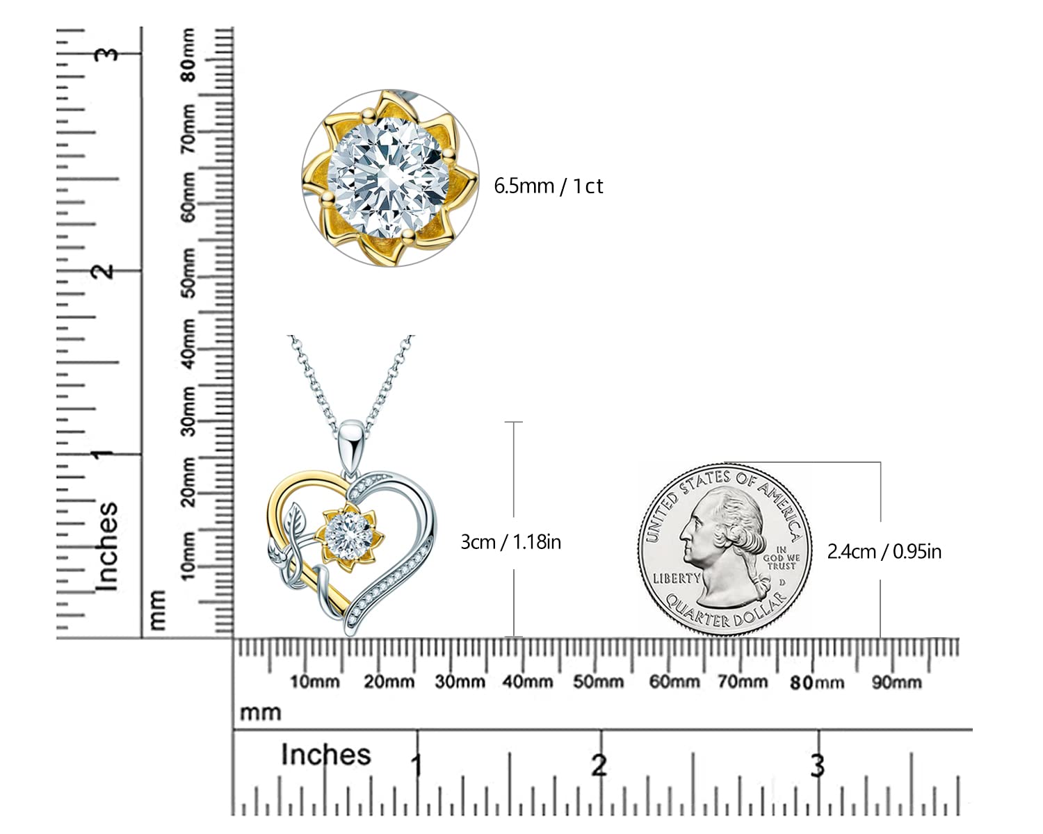 AINUOSHI Sterling Silver Moissanite Sunflower Necklace & Bracelet Set for Women - Elegant Diamond Jewelry Gift for Her, Mom, Wife, Girlfriend | Perfect for Birthdays, Anniversaries, Mother's Day & Special Occasions